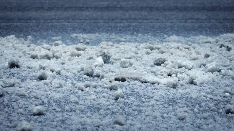 Salt On The Road In Winter Stock Footage