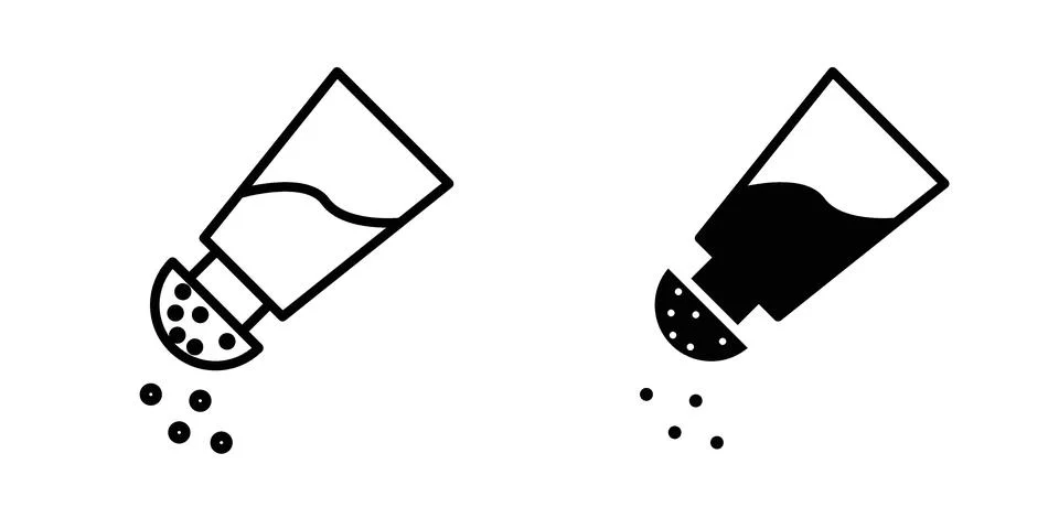 Salt shaker icon drawing lines. Silhouette style vector bundle 스톡 일러스트