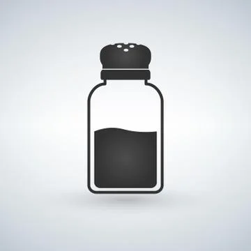 Salt shaker icon in flat style isolated on white background. Baking and cooking Stock Illustration