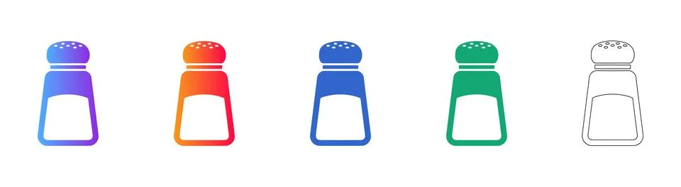 Salt Shaker Icon Set in Gradient Styles 스톡 일러스트