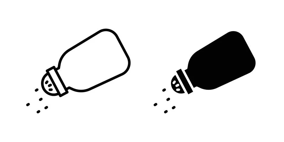 Salt shaker icon silhouette vector set. thin line pack 스톡 일러스트