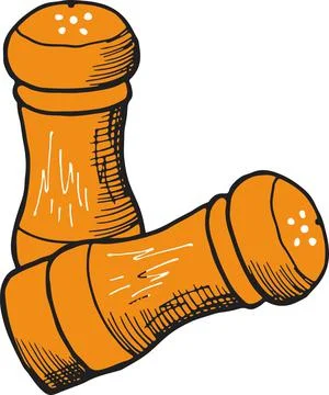 Salt shaker line drawing vector, Salt and pepper shakers linear icon. Cooking Stock Illustration