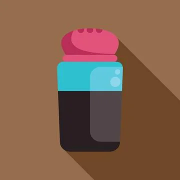 Salt shaker with pink lid casting long shadow on brown background Stock Illustration