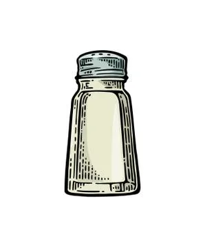 Salt shaker. Vintage color vector engraving illustration Stock Illustration