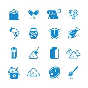 Salt silhouette vector icons set Illustrazione stock