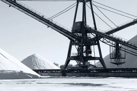 Salt stacking machinary Stock Photos