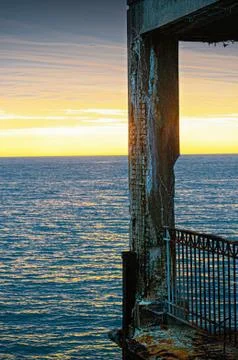 Salt Water Damage to Cement Pillar in Atlantic City NJ Stock Photos