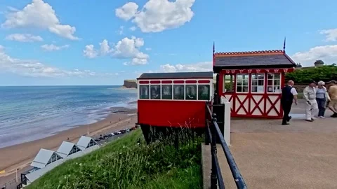 Saltburn clifftop tramway Video stock 245804601