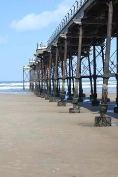 Saltburn pier side Stock-Fotos