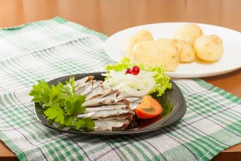 Salted anchovy without head Stock Photos