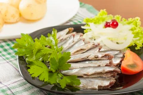 Salted anchovy without head Stock Photos