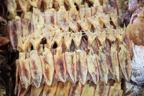 Salted flat dry squid Stock Photos