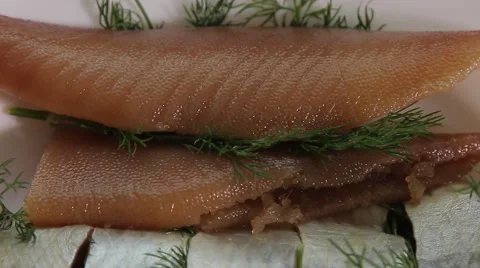 Salted herring with caviar Stock Footage 68591677