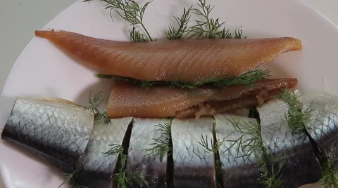 Salted herring with caviar Video stock 68591748