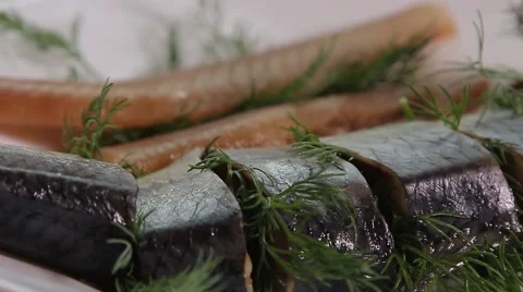 Salted herring with caviar Stock Footage 68591851