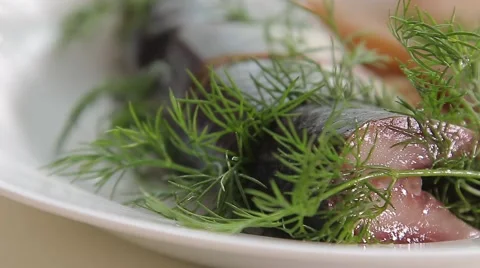 Salted herring with caviar Stock Footage 68591884