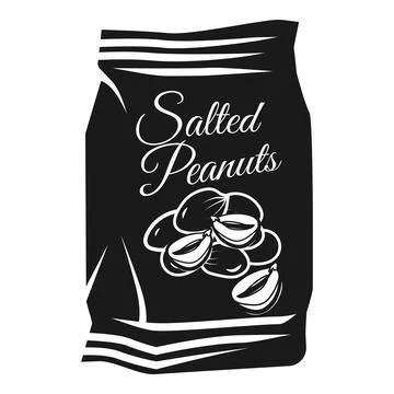 Salted peanuts bag icon, simple style Stock Illustration