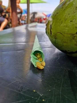 Salted peanuts on the beach Stock Photos