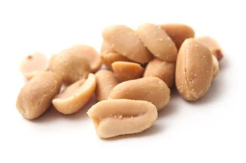 Salted peanuts on white background Stock Photos
