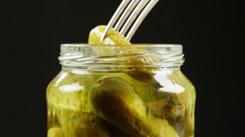 Salted pickles in jar can, Cucumbers preservations, conservation. Salted Stock Footage 240232240