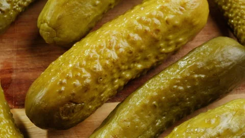 Salted pickles in jar can, Cucumbers preservations, conservation. Salted Stock Footage 243136383