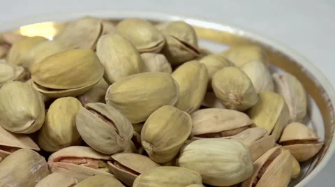 Salted Pistachios in a Dish Stock Footage 48950548