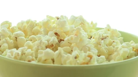 Salted popcorn rotating. Isolated on white background. Seamless loop 動画素材 80436174