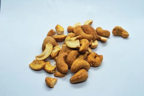 Salted &amp; roasted cashew nuts isolate on white background Stock Photos