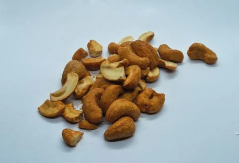 Salted &amp; roasted cashew nuts isolate on white background Stock Photos