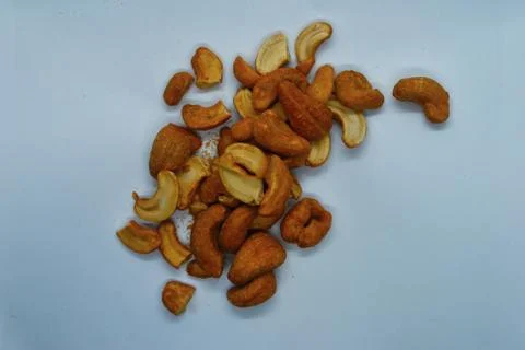 Salted &amp; roasted cashew nuts isolate on white background Stock Photos