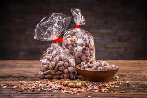 Salted roasted peanuts Stock Photos