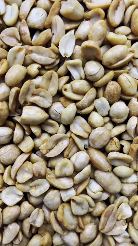 Salted roasted peanuts top view, rotate Stock Footage 339079372