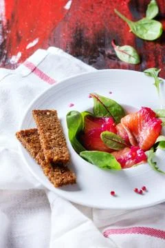 Salted salmon with beetroot Stock Photos