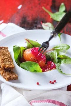 Salted salmon with beetroot Foto stock