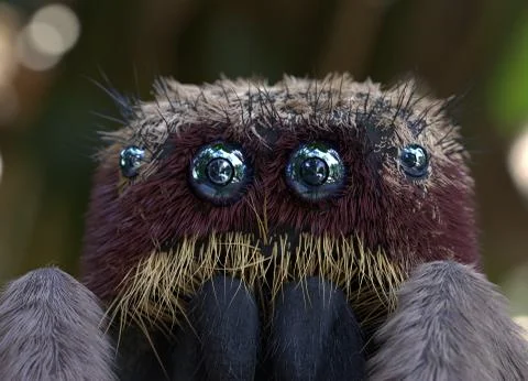 Salticus scenicus jumping spider macro 3d illustration Stock Illustration
