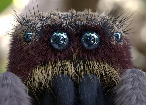 Salticus scenicus jumping spider macro 3d illustration Stock Illustration