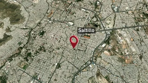 Saltillo City Map Zoom (Mexico) from Space to Earth Stock Footage 242514098