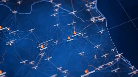 Saltillo map big data visualization. Futuristic map infographic of city in 스톡 일러스트