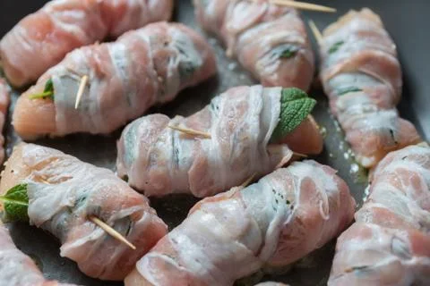 Saltimbocca in a pan Stock Photos