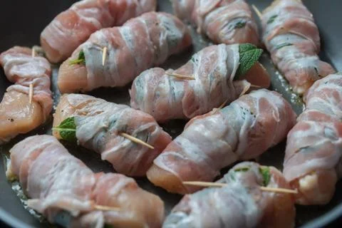 Saltimbocca in a pan Stock Photos