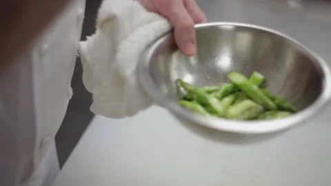 Salting asparagus Stock Footage 307340097