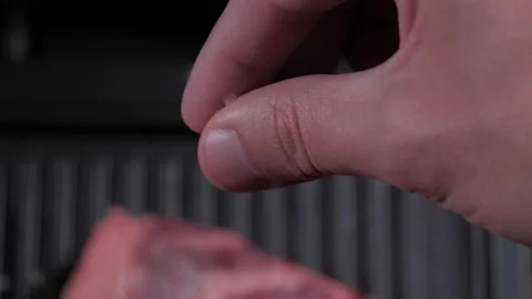 Salting meat 库存影片 160481349