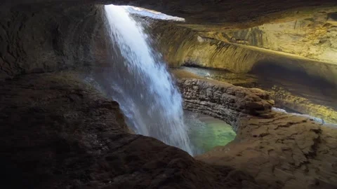 Saltinsky beautiful underground waterfall cascade Dagestan best nature Caucasus 스톡 동영상 150296524