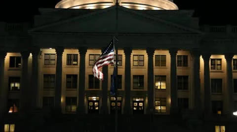 Saltlake City Capital building at night 4 Stock Footage
