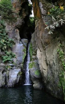 Salto do Cabrito waterfall, Sao Miguel, Azores Stock Photos