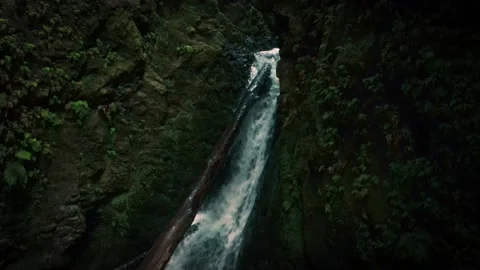 Salto do Cagarrao Waterfall. Epic waterfall hidden on Prego river Stock Footage 224485477