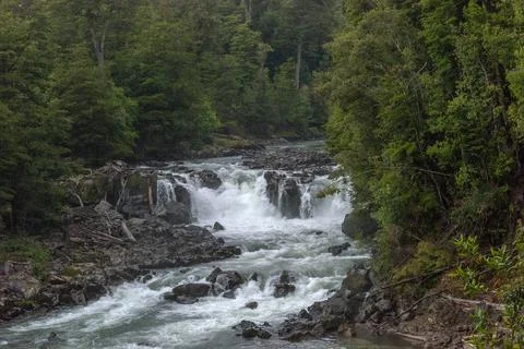 The Salto los Novios waterfall in Puyehue National Park, Chile Stock Photos