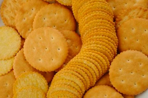 Salty crackers background Foto stock