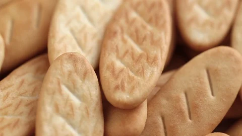 Salty crackers closeup Vídeo Stock 97643841