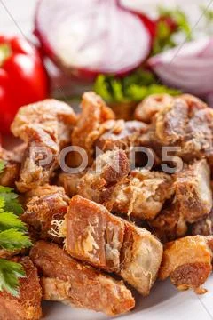 Salty pork greaves Stock Photos